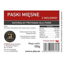 Paski Mięsne - Wołowina 100g e-pies.eu